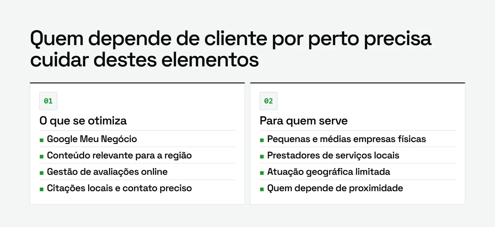 Diagrama de SEO local: o que se otimiza, como Google Meu Negócio e avaliações, e quais negócios mais se beneficiam