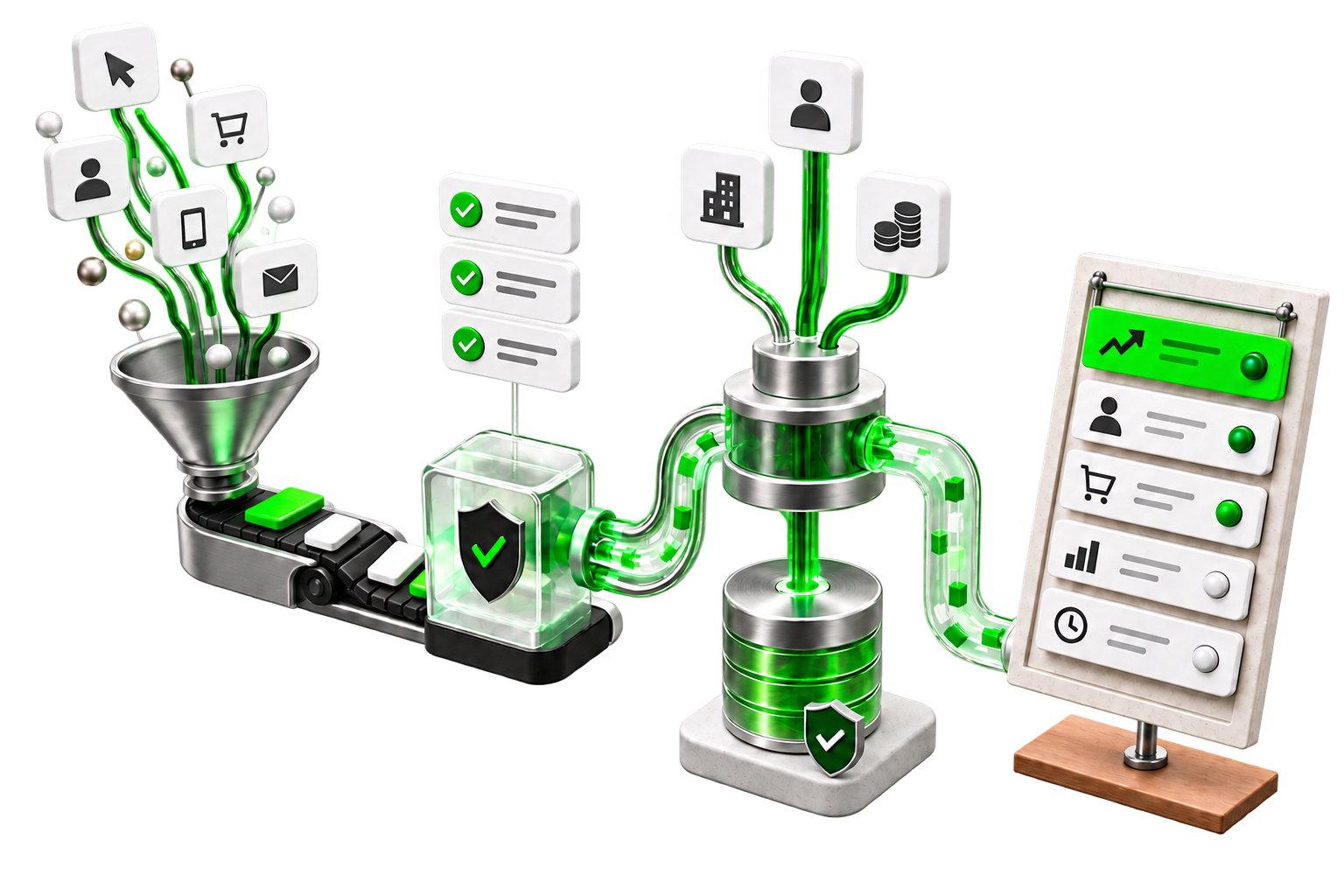 Ilustração das entregas de Dados, Analytics e BI