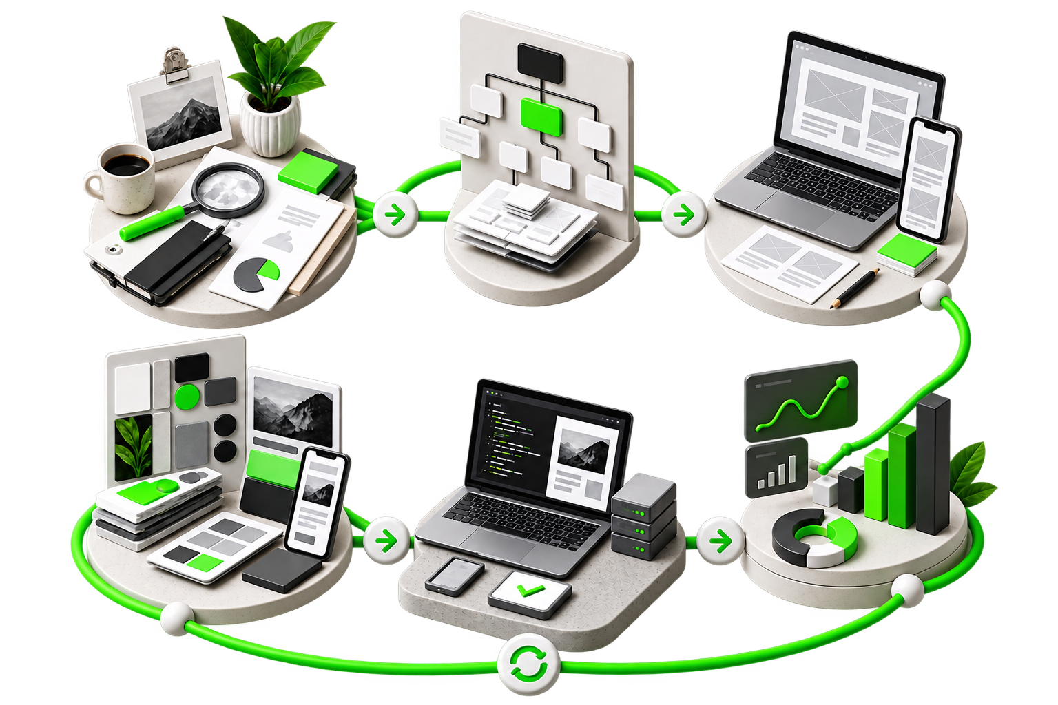 Ilustração das entregas de Sites e Plataformas